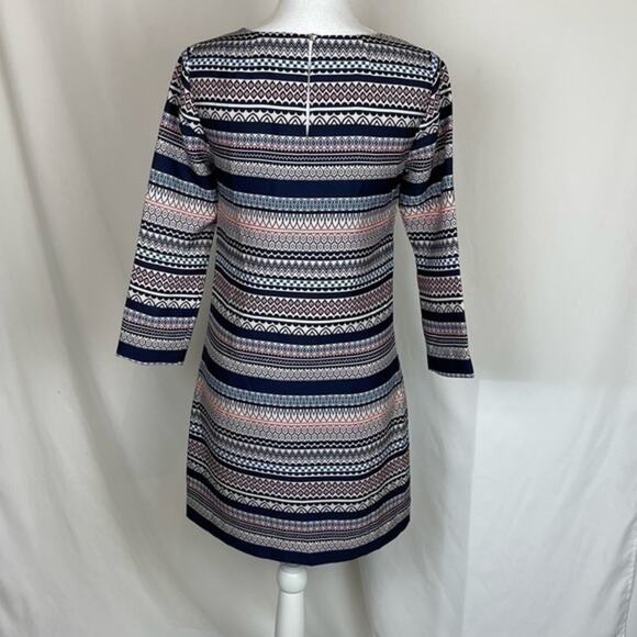 J Crew White Blue Geometric Striped Career Office Shift Dress NWOT Size 00 - Picture 5 of 12